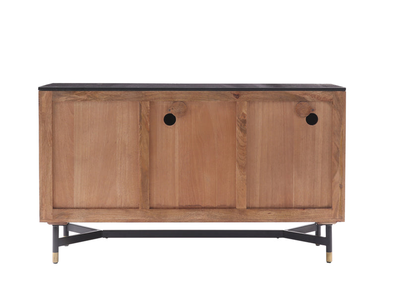 The Fox & Roe Nashville Buffet in Distressed Walnut Finish with Black Granite Top