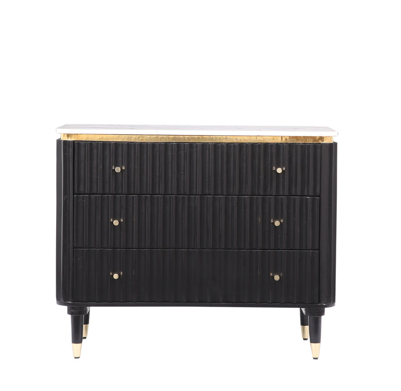 The Fox & Roe Houston Console in Washed Black Finish with Marble Top