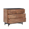 The Fox & Roe Nashville 3 Drawer Chest in Distressed Walnut Finish with Black Granite Top