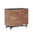 The Fox & Roe Nashville 3 Drawer Chest in Distressed Walnut Finish with Black Granite Top