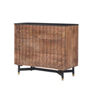 The Fox & Roe Nashville 3 Drawer Chest in Distressed Walnut Finish with Black Granite Top