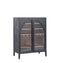 The Fox & Roe Hattie 2 Door Bar Cabinet in Sandblasted Black & Walnut Finish