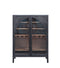 The Fox & Roe Hattie 2 Door Bar Cabinet in Sandblasted Black & Walnut Finish