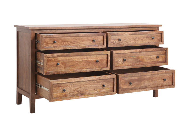 The Fox & Roe Marbon 6 Drawer Dresser in Tahoe Brown Finish