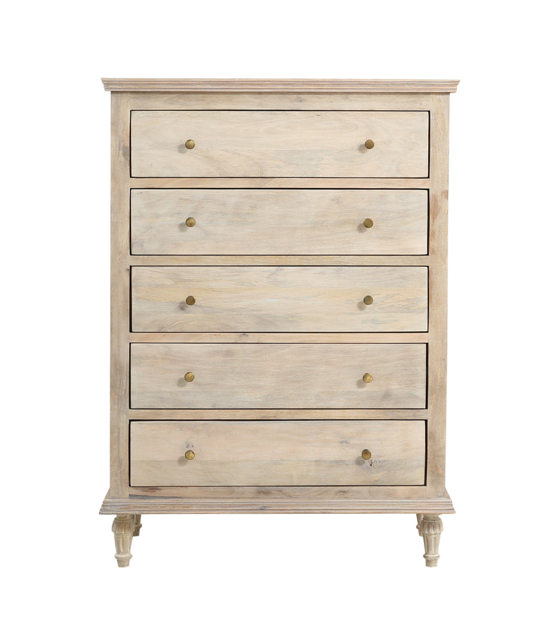 The Maison 5-Drawer Narrow Dresser in Olive Wash Finish