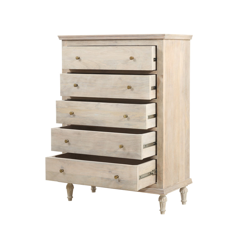 The Maison 5-Drawer Narrow Dresser in Olive Wash Finish