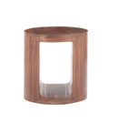 The Oslo Open Round Side Table in Tahoe Brown Finish