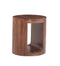 The Oslo Open Round Side Table in Tahoe Brown Finish