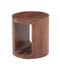 The Oslo Open Round Side Table in Tahoe Brown Finish