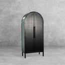 The Fox & Roe Hattie Closed 2 Door Cabinet in Sandblasted Black and Walnut Finish