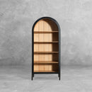 The Fox & Roe Hattie Open Bookcase in Sandblasted Black and Walnut Finishes