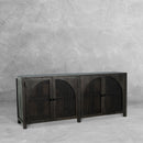 The Fox & Roe Tilda Sideboard in Sandblasted Black  Finish and Rattan Doors