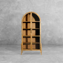 The Fox & Roe Tolle Display Cabinet with Drawer Storage in Distressed Walnut Finish