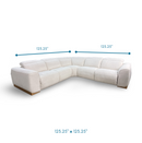 The Dillon 5pc Power Reclining Sectional in Charlotte Snow Fabric