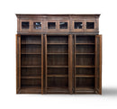 The Warren Glass Door Bookcase 3 Column in Tea Brown Finish