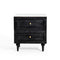 The Fox & Roe Fern 2 Drawer Night Stand with Marble Top in Sandblasted Black Finish