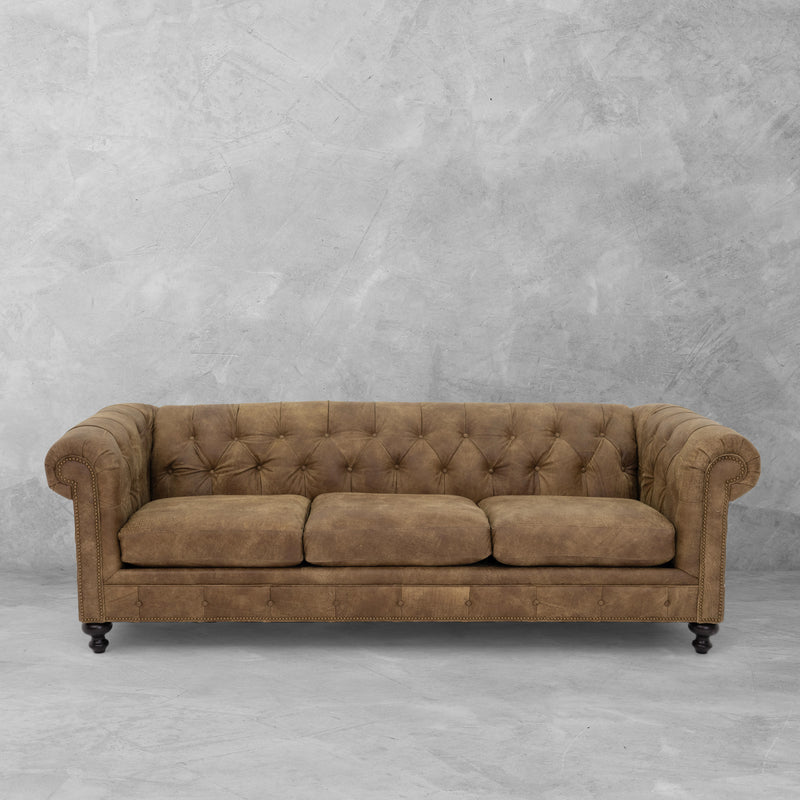 Mayo Furniture Collection 8888L Sofa in Stallone Rawhide Leather + Brass Nailhead Finish