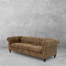 Mayo Furniture Collection 8888L Sofa in Stallone Rawhide Leather + Brass Nailhead Finish