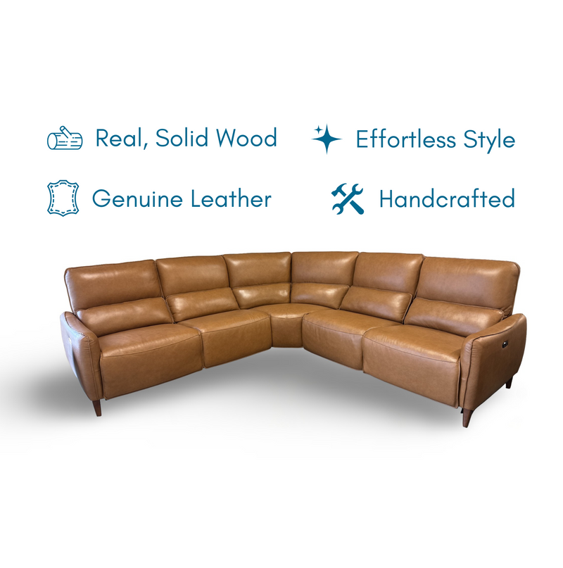 Kelsey 5pc Power Reclining Sectional in York Butternut Leather