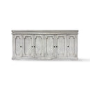 The Louie Large Credenza 6 Doors in Vintage White Finish