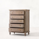 The Fox & Roe Maison 5 Drawer High Boy Chest of Drawers in Sandblast Salvage Grey Finish