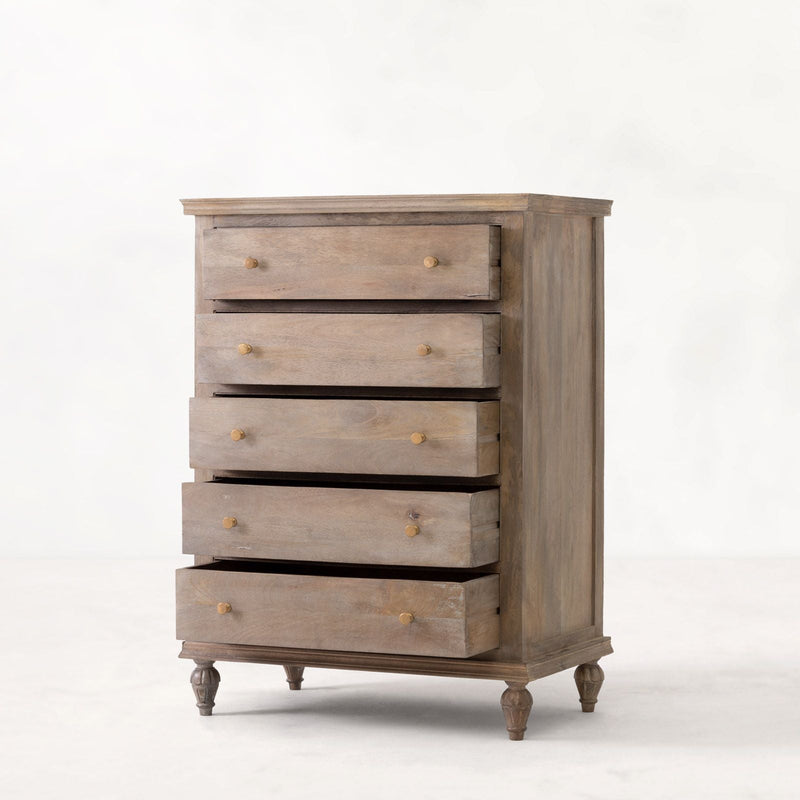 The Fox & Roe Maison 5 Drawer High Boy Chest of Drawers