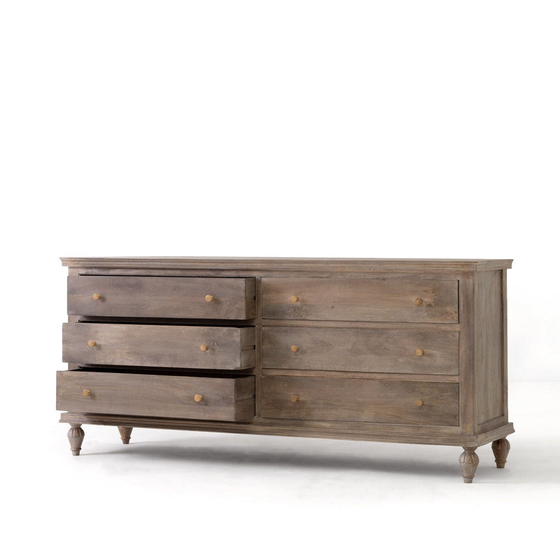 The Fox & Roe Maison 6 Drawer Dresser Sandblast Salvage Grey Finish