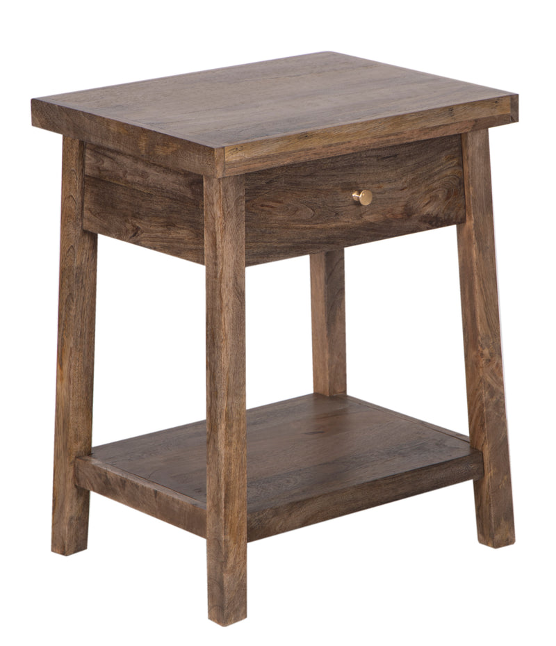 The Amara Side Table w/ Drawer in Wire Brush Antique Finish