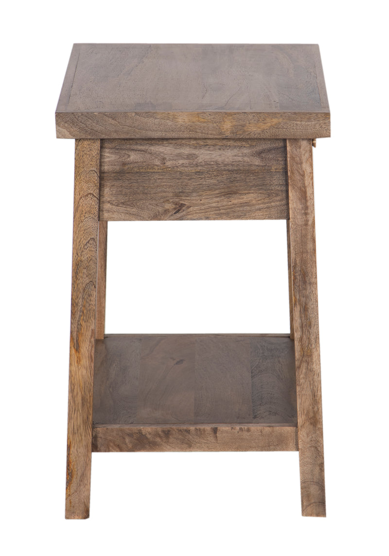 The Amara Side Table w/ Drawer in Wire Brush Antique Finish