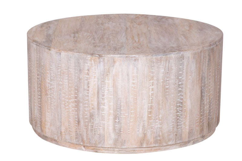 The Drum Coffee Table in Limewash Finish 38" Diameter