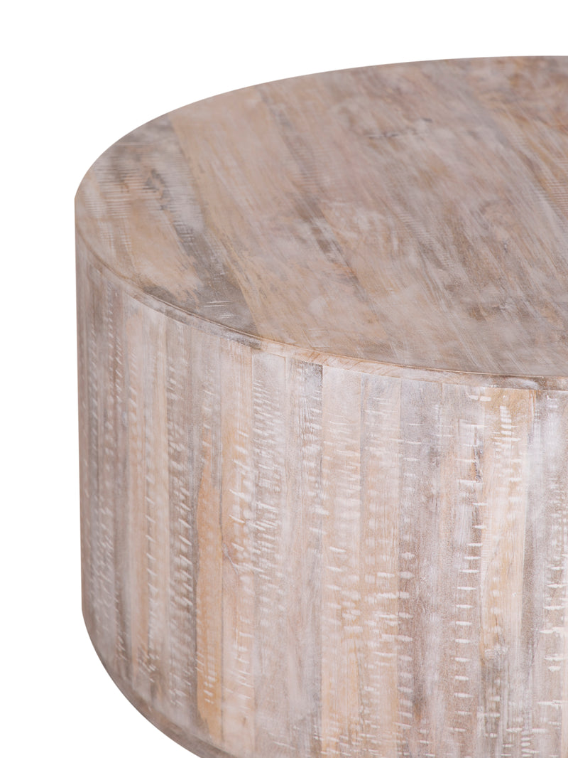 The Drum Coffee Table in Limewash Finish 38" Diameter