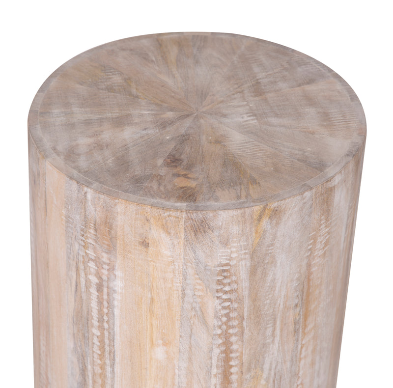 The Drum End Table in Limewash Finish