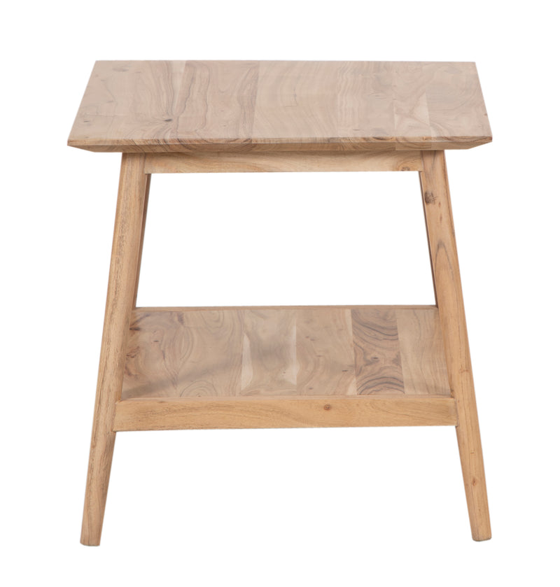 The Portola End Table with Shelf in Oxy Acacia Natural Finish