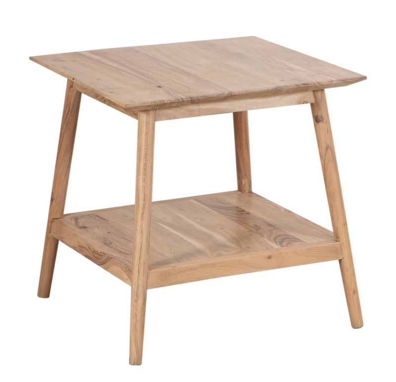 The Portola End Table with Shelf in Oxy Acacia Natural Finish