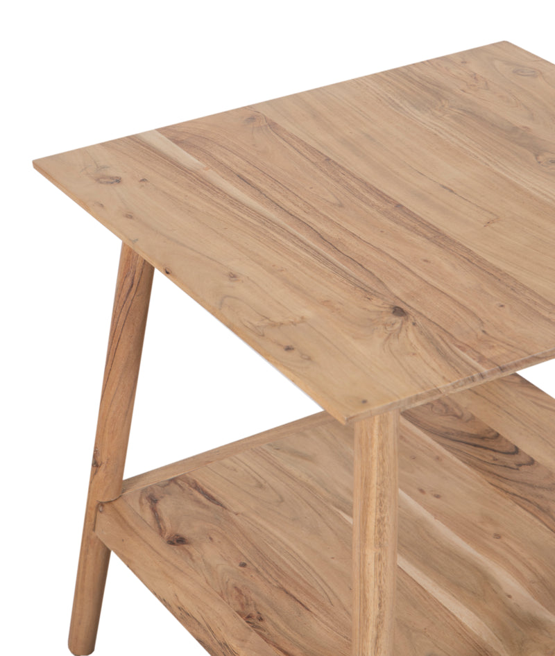 The Portola End Table with Shelf in Oxy Acacia Natural Finish