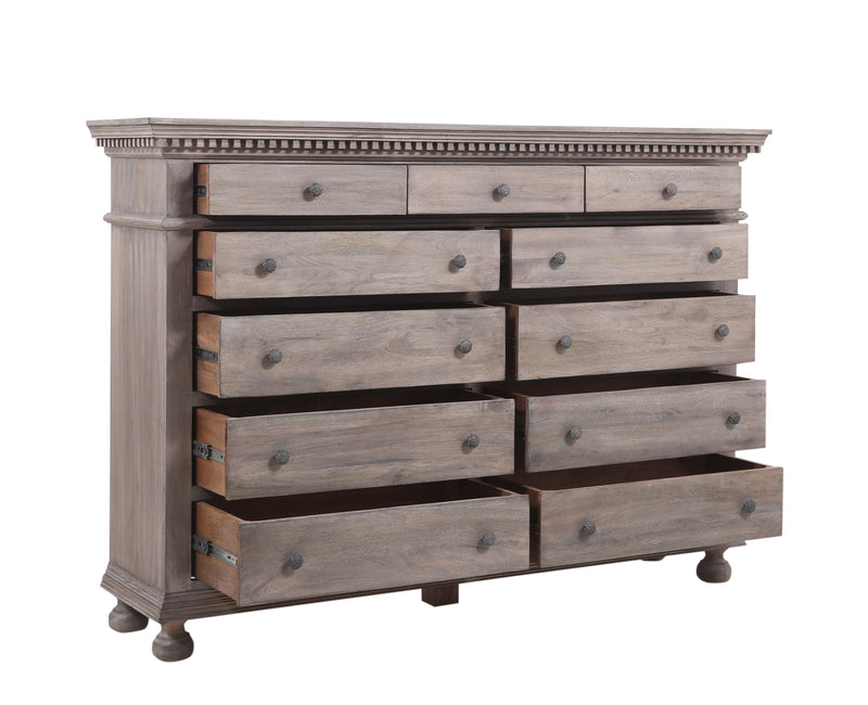 The Fox & Roe St. James Bedroom Collection 11-Drawer Dresser in Antiqued Grey Finish