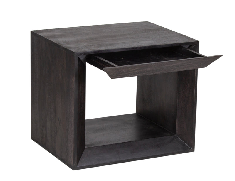 The Fox & Roe Vernon Side Table with Drawer in Charcoal Finish