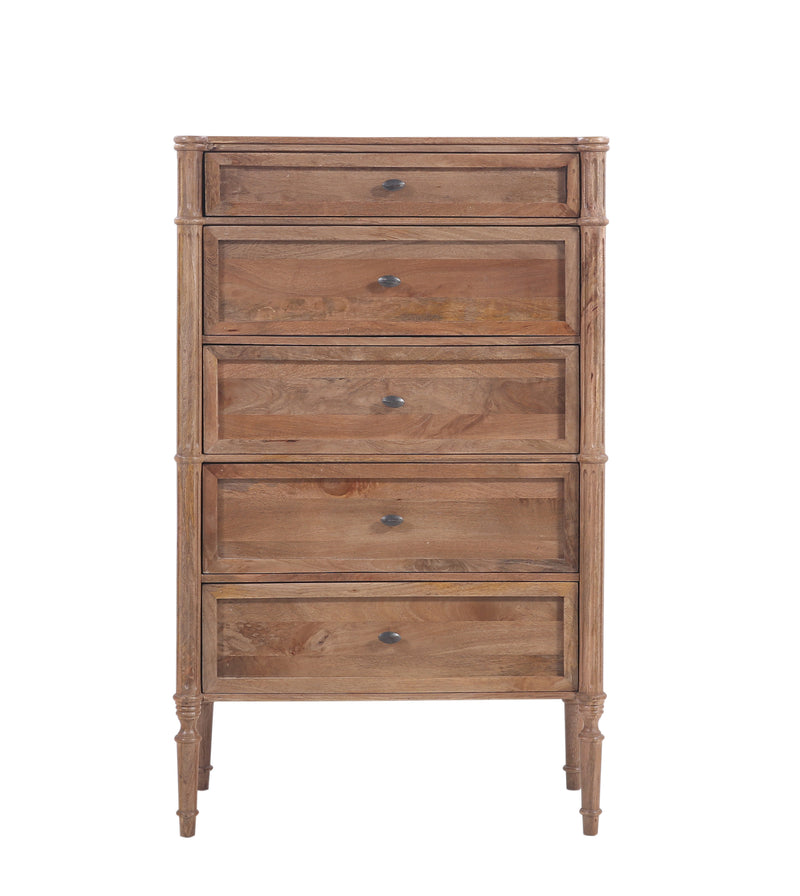 The Fox & Roe Hugo Bedroom Collection 5-Drawer Chest in Washed Walnut Finish