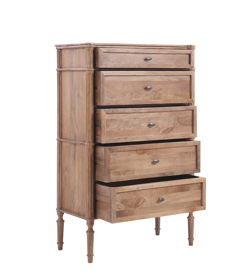 The Fox & Roe Hugo Bedroom Collection 5-Drawer Chest in Washed Walnut Finish