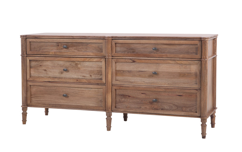 The Fox & Roe Hugo Bedroom Collection 6-Drawer Dresser in Washed Walnut Finish