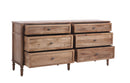 The Fox & Roe Hugo Bedroom Collection 6-Drawer Dresser in Washed Walnut Finish