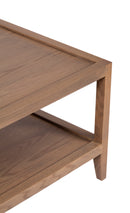 The Fox & Roe French Contemporary Square Coffee Table in Red Oak with Oak Veneer Top and Grey Wash Oak Finish