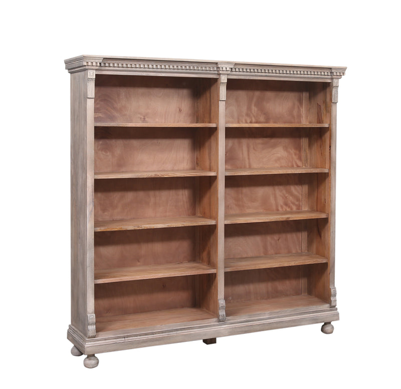 The Fox & Roe St. James Panel Double Shelving in Antiqued Grey Finish