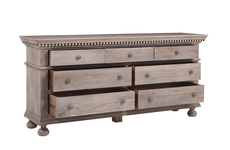 The Fox & Roe St. James Bedroom Collection 7-Drawer Dresser in Antiqued Grey Finish