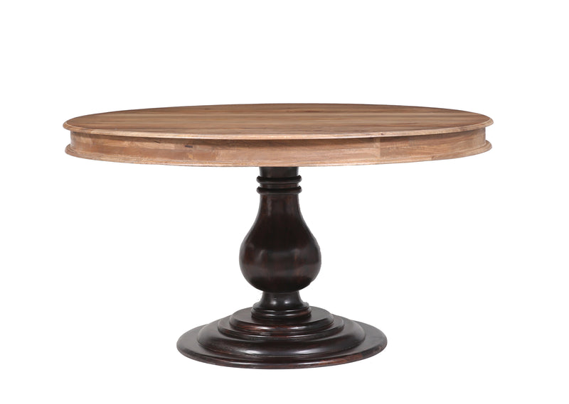 The Fox & Roe Vintage Foyer Dining Table 60" with Dark Walnut Base and Washed Walnut Top