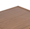 The Fox & Roe French Contemporary Square Coffee Table in Red Oak with Oak Veneer Top and Grey Wash Oak Finish