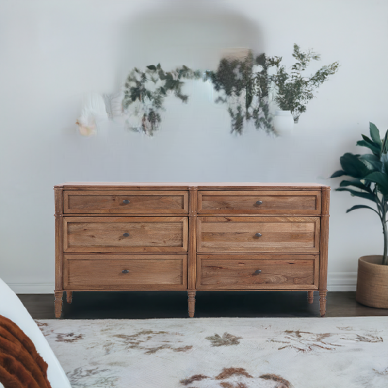 The Fox & Roe Hugo Bedroom Collection 6-Drawer Dresser in Washed Walnut Finish