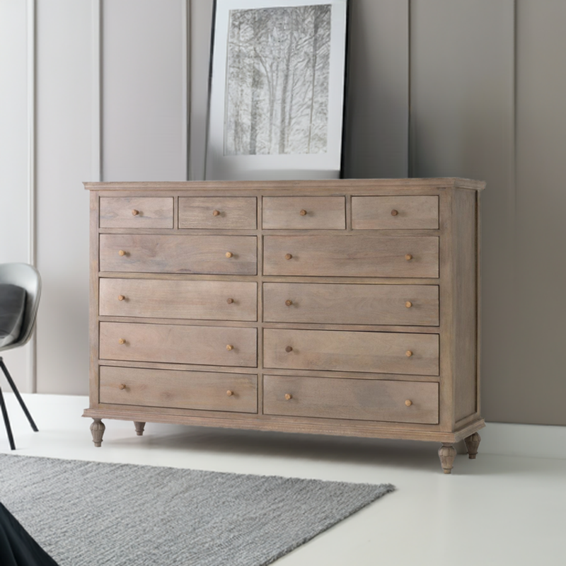 The Fox & Roe Maison 12 Drawer Dresser in Sandblast Salvage Grey Finish