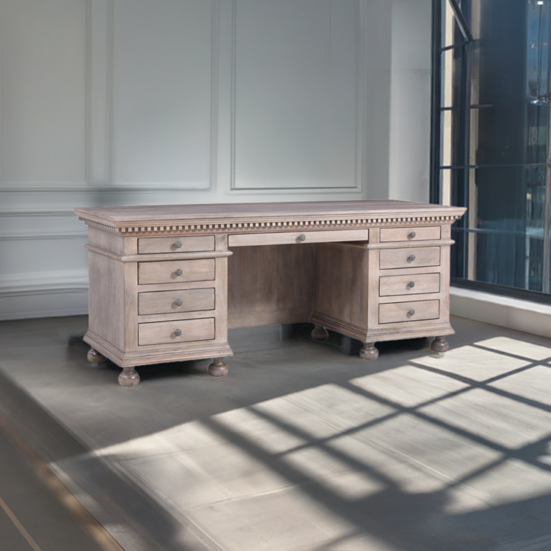 The Fox & Roe St. James 76" Desk in Antiqued Grey Finish