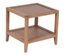 The Fox & Roe French Contemporary Square Side Table in Red Oak with Oak Veneer Top and Grey Wash Oak Finish